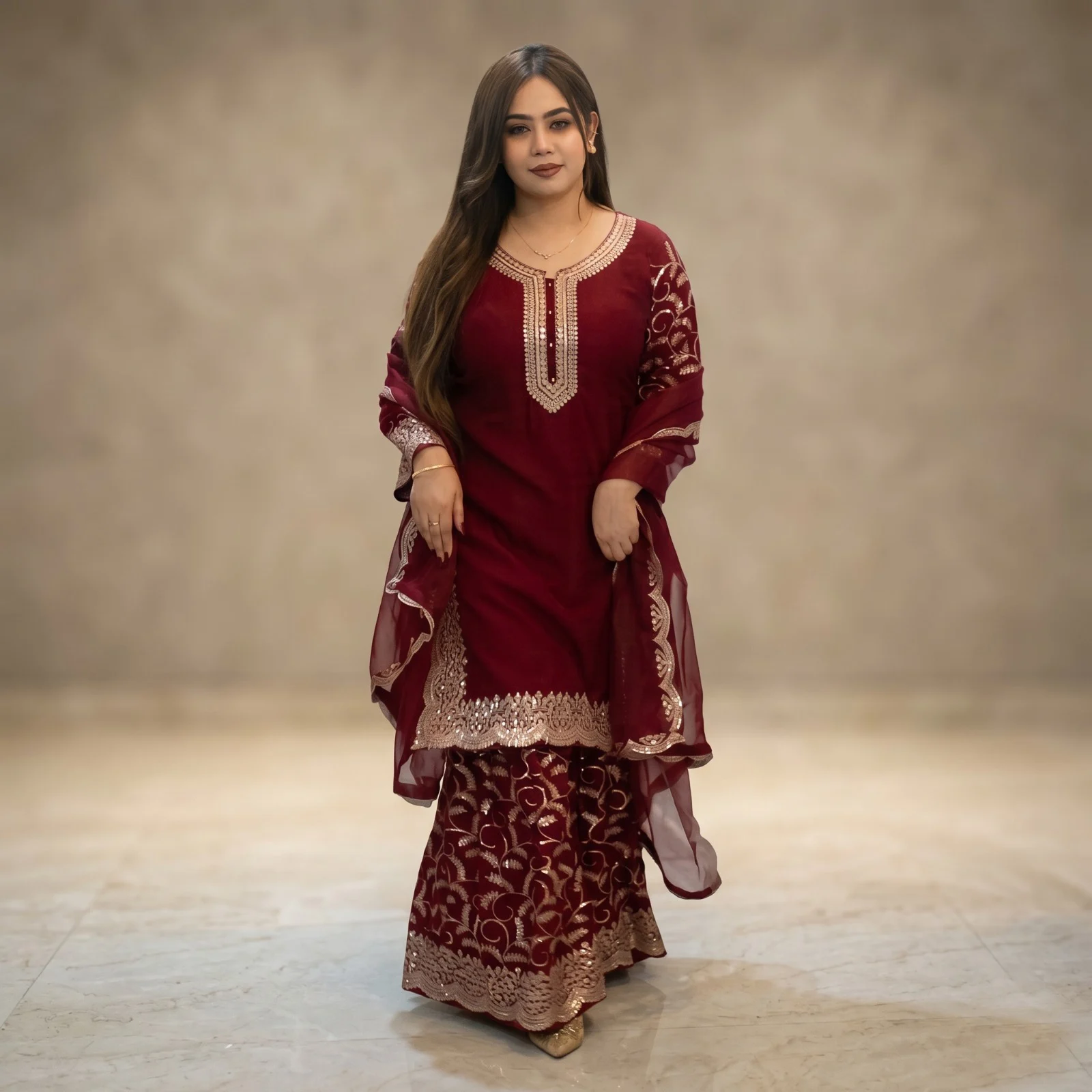 Premium Soft Jorjet With sequence embroidery Three Piece
