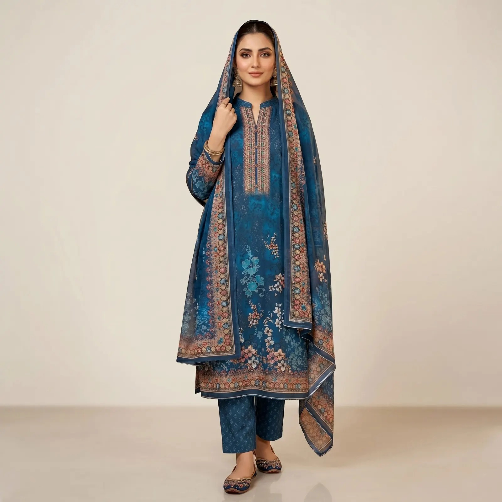 Unstitch Printed Three Piece