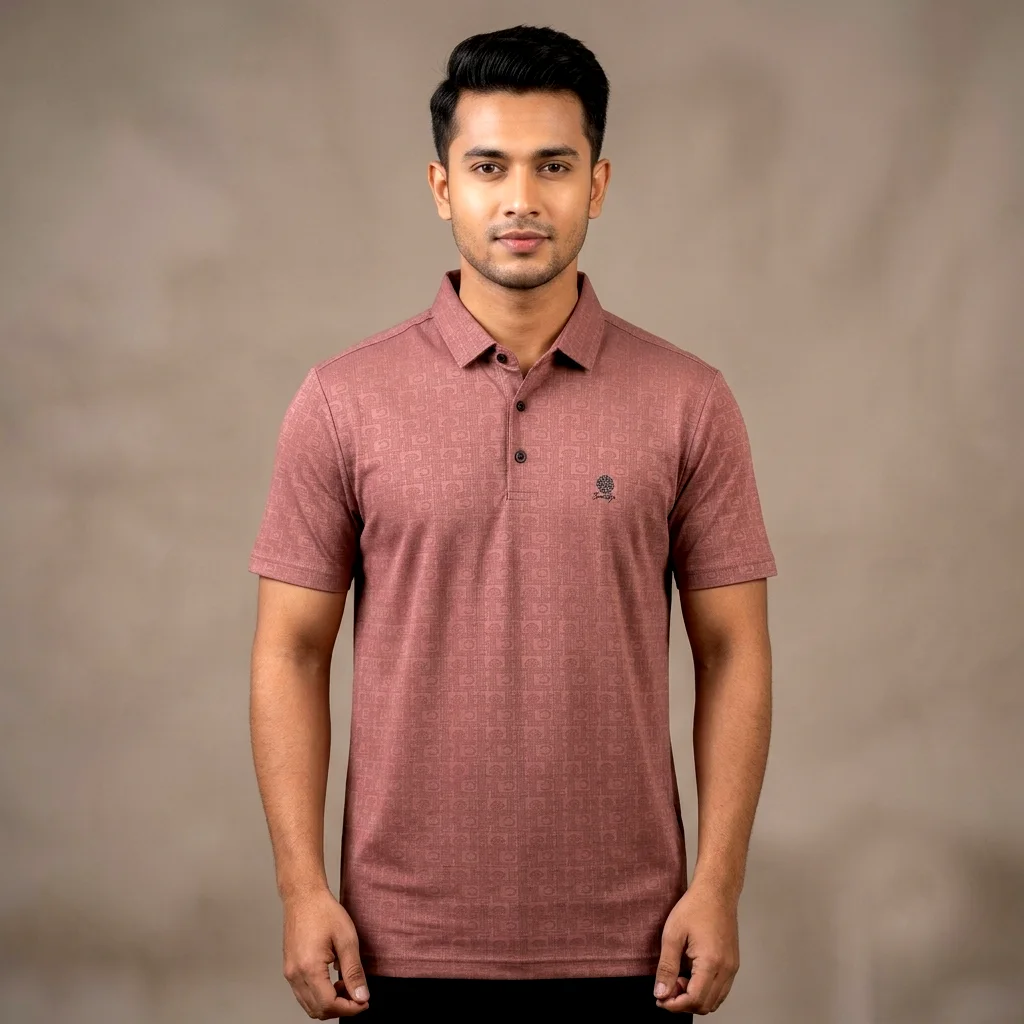 Premium Geometric Pattern Jacquard Polo Shirt