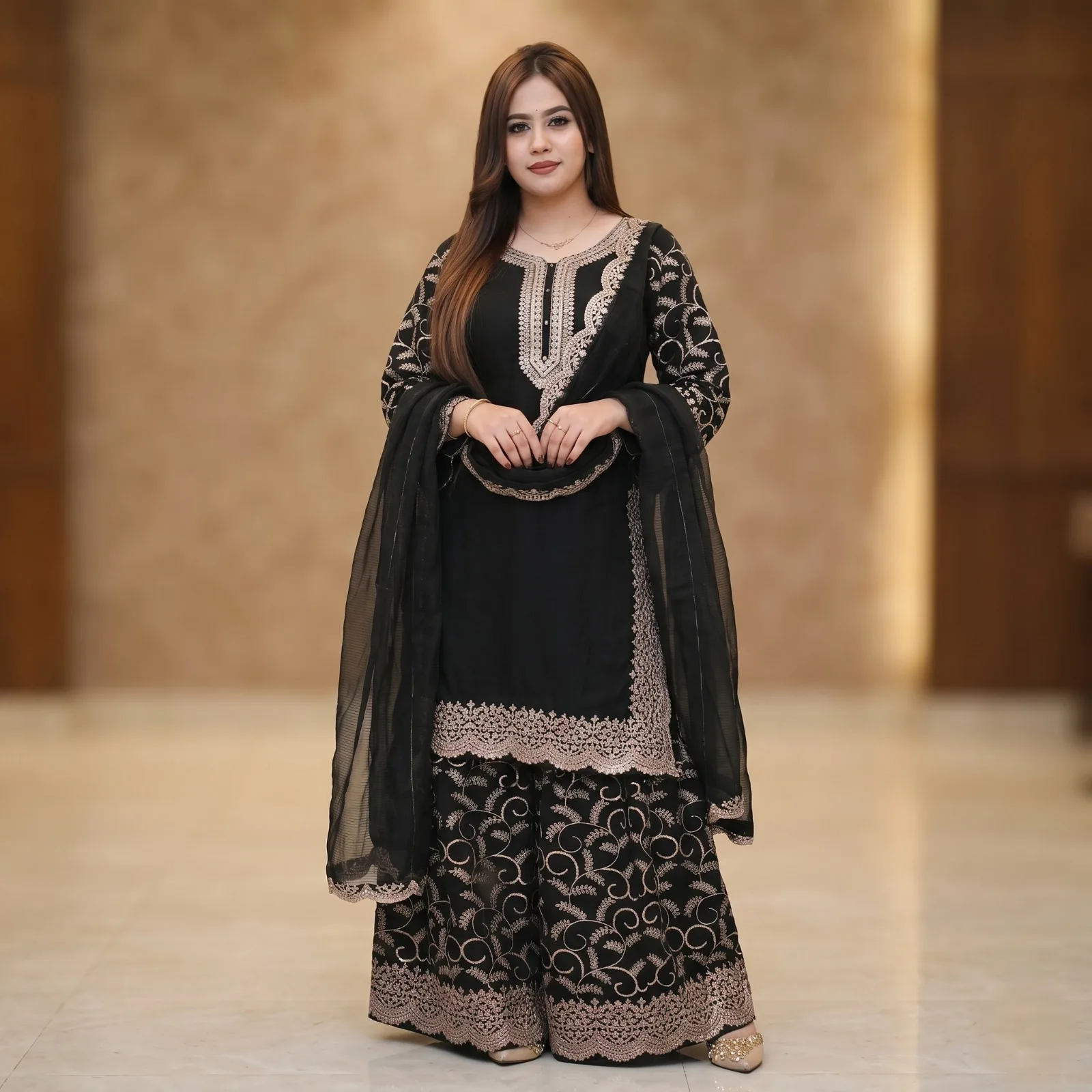 Premium Soft Jorjet With sequence embroidery Three Piece
