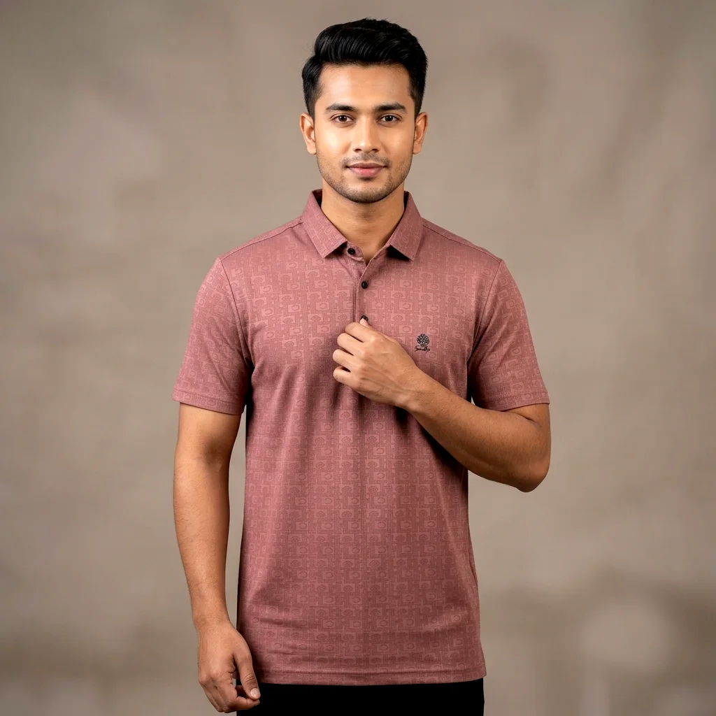 Premium Geometric Pattern Jacquard Polo Shirt