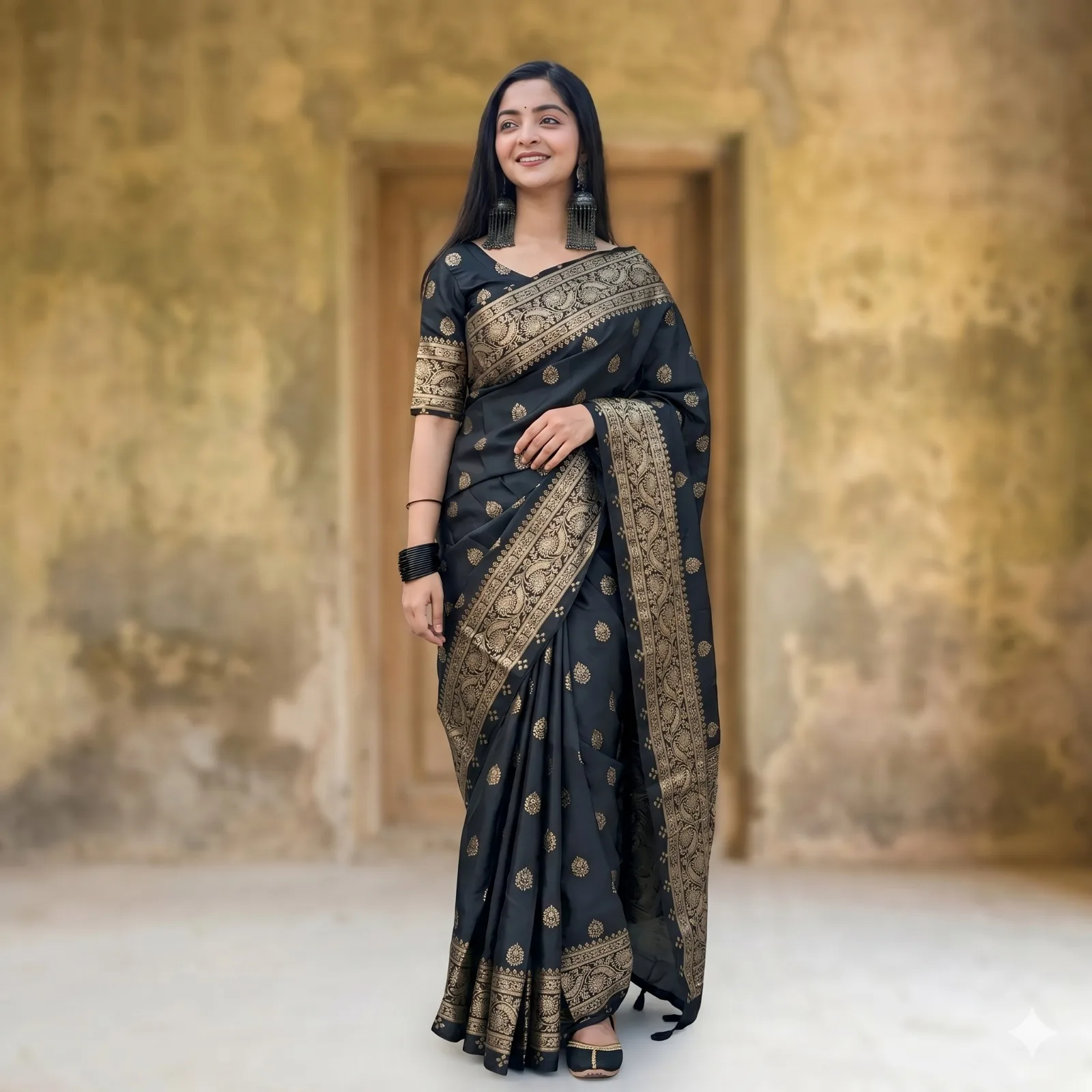 Japanese Silk Skin Print Saree with Blouse Piece