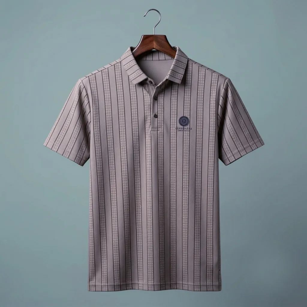 Premium Geometric Striped Jacquard Polo Shirt