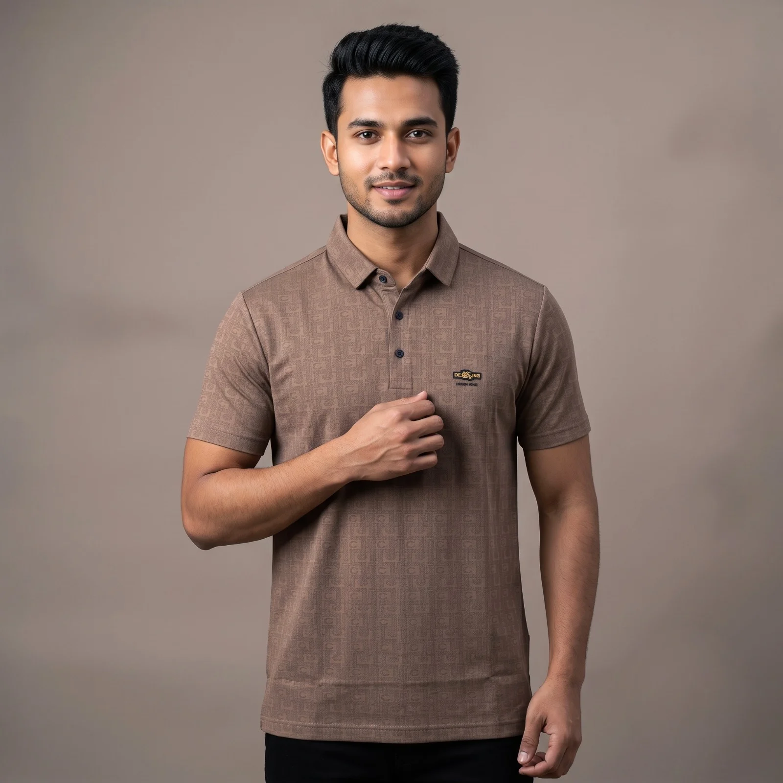 Premium Geometric Pattern Jacquard Polo Shirt